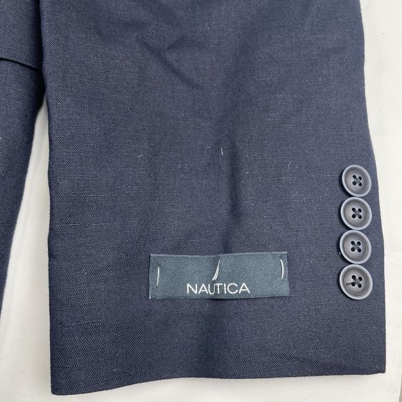 NAUTICA Men’s Navy Blue Slim Fit Linen Blend Sport Coat 42R - Picture 7 of 11